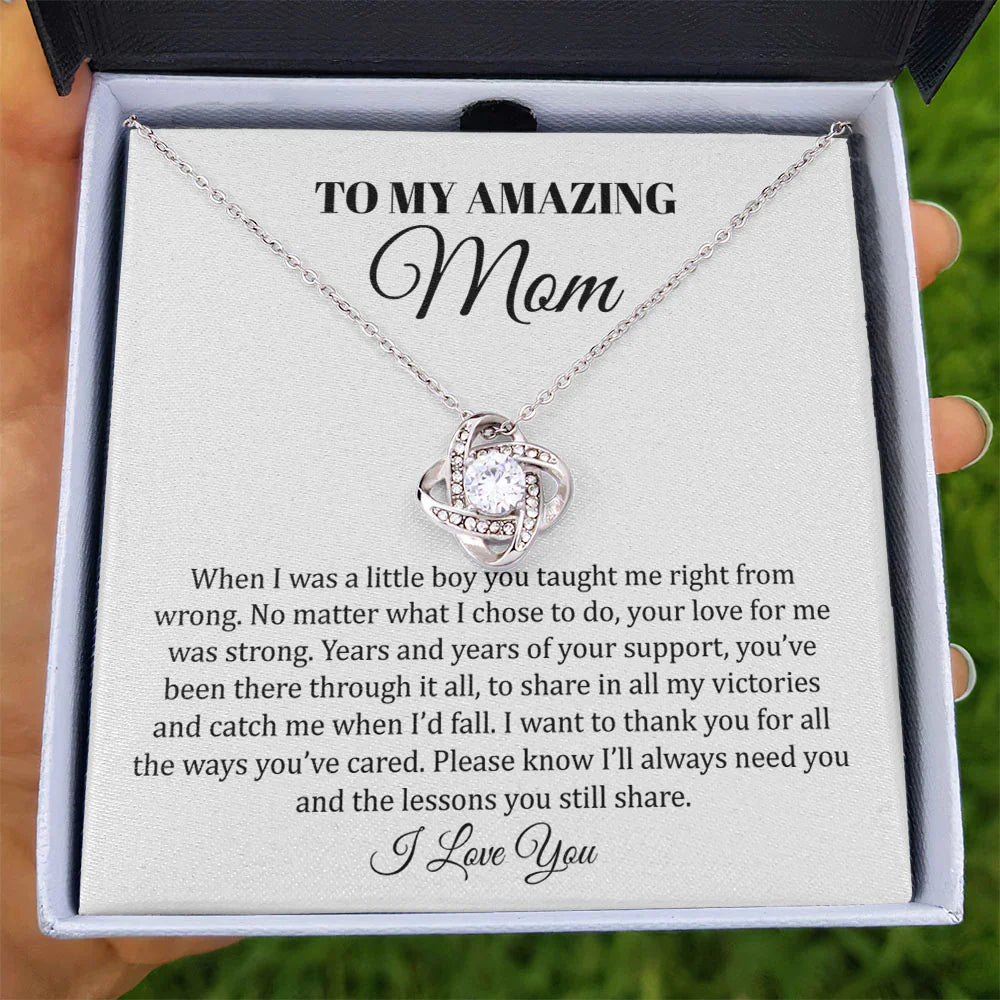 To My Amazing Mother No Matter What Love Knot, Mom Necklace, Mom Birthday Gift, Mother’s Day Gifts