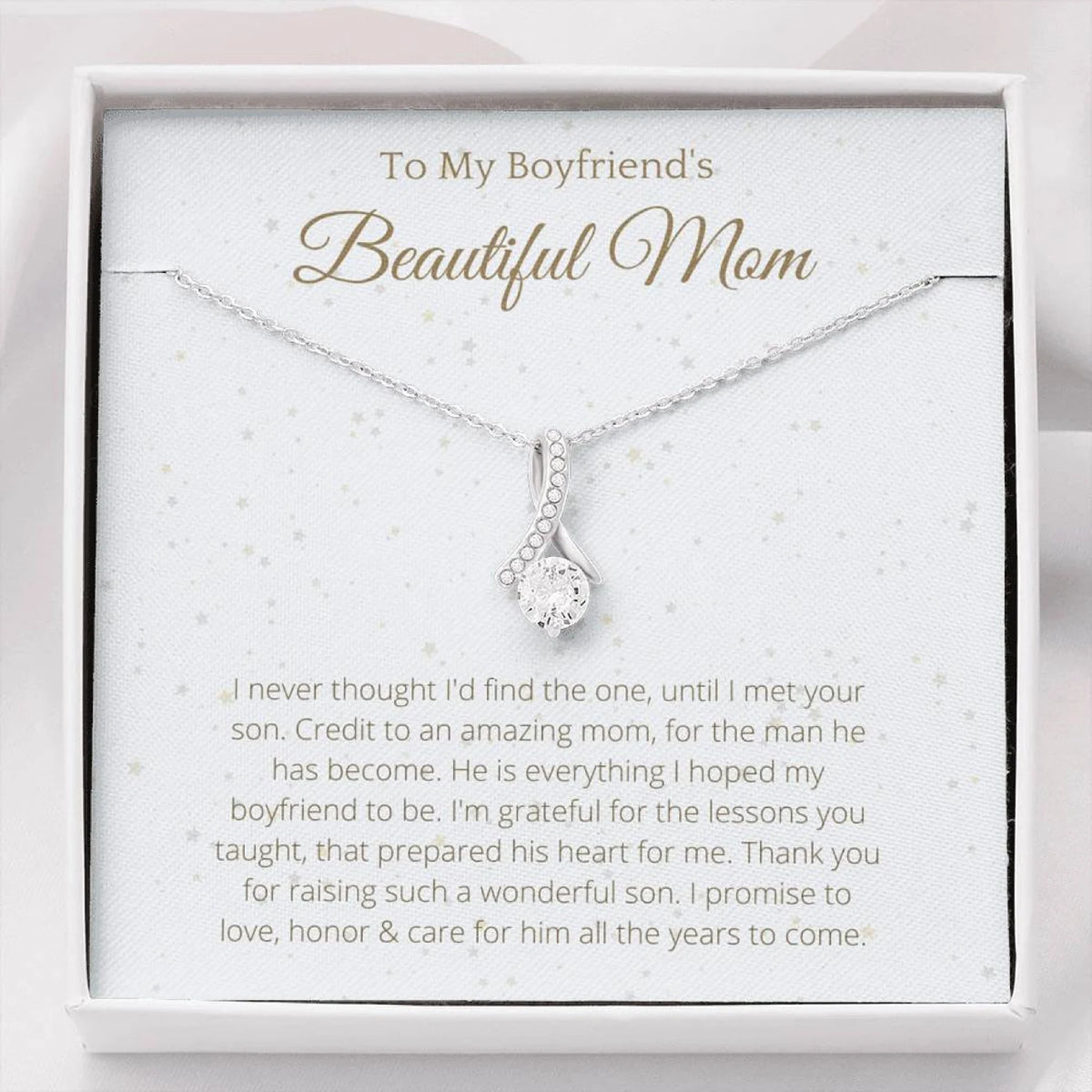 To My Boyfriend’s Mom Ribbon Necklace – Gift for Boyfriends Mom, Mothers Day Gift for Boyfriends Mom