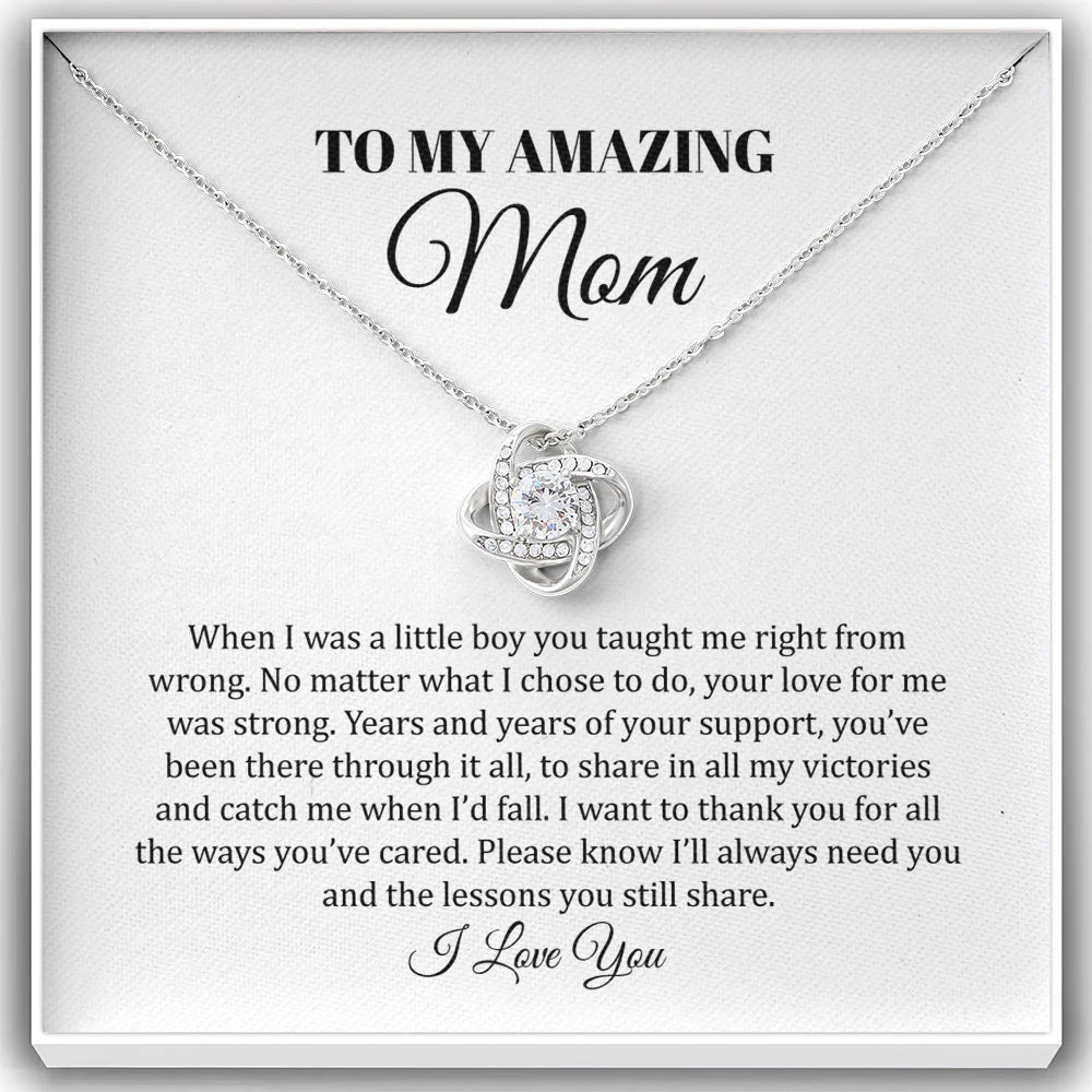 To My Amazing Mother No Matter What Love Knot, Mom Necklace, Mom Birthday Gift, Mother’s Day Gifts