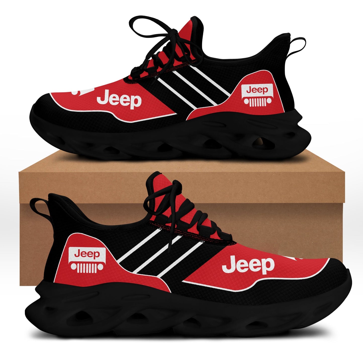 Jeep Red and Black Clunky Max Shoes for Men & Women