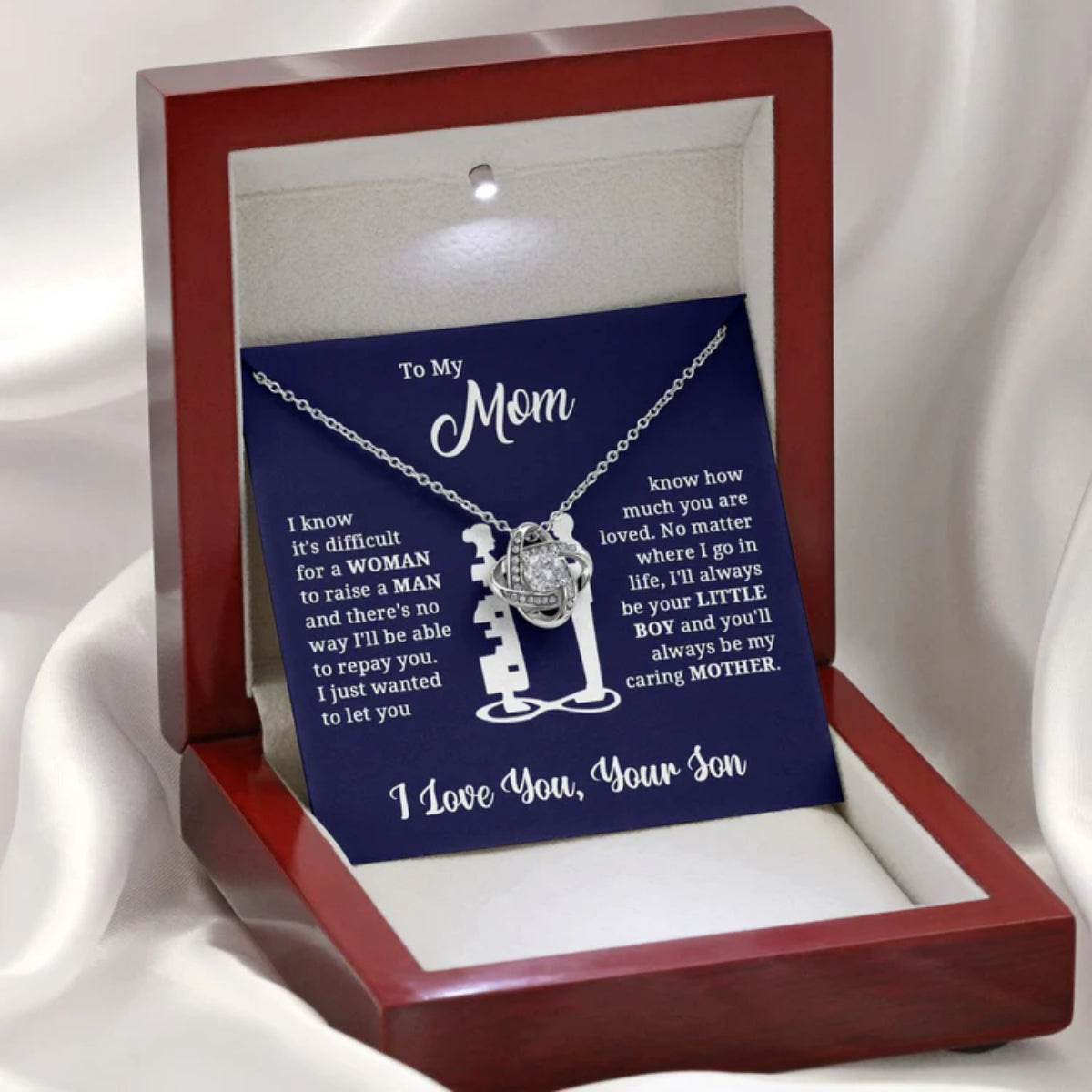 It’s Difficult For A Woman to Raise A Man Love Knot, Mom Necklace, Mom Birthday Gift, Mother’s Day Gifts