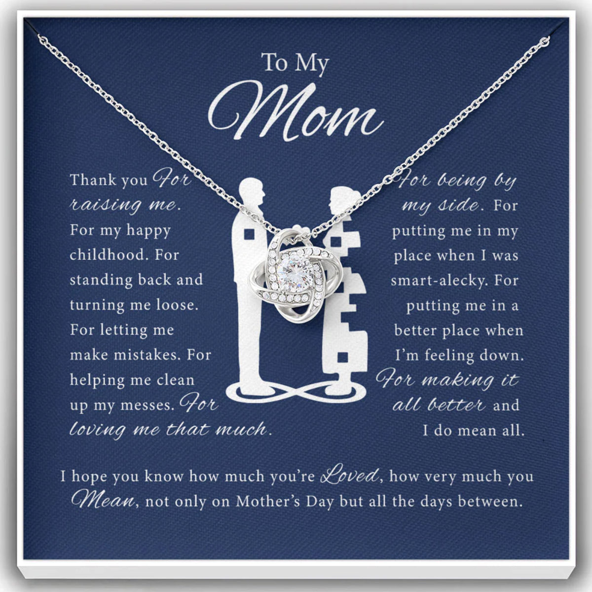 Thank You For Raising Me Love Knot, Mom Necklace, Mom Birthday Gift, Mother’s Day Gifts