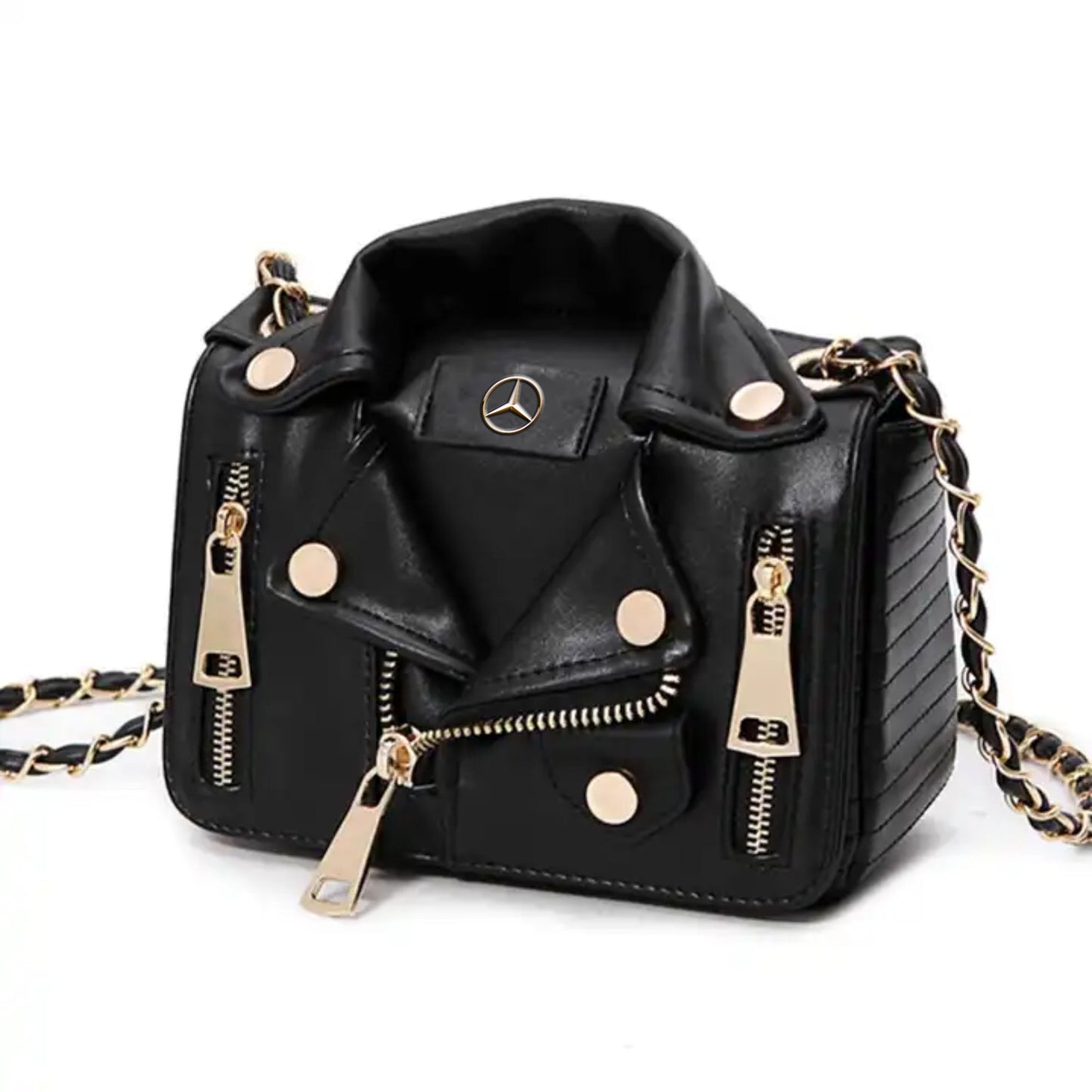 Mercedes Luxury Collar Women’s Handbag-bag-Driver Apparel-Black-Driversapparel.com