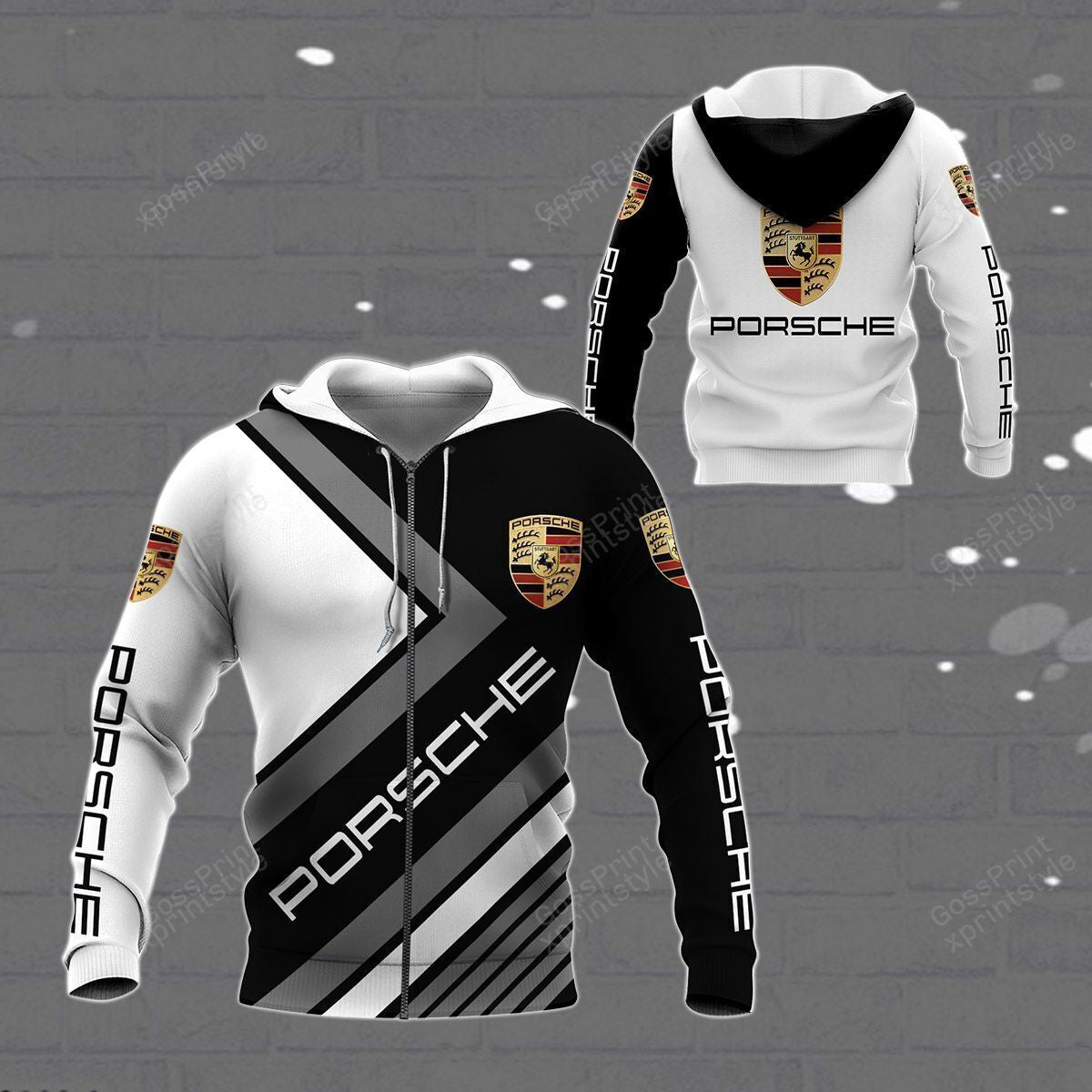 Porsche Hoodies Porsche Black &#038; White T-shirts V15