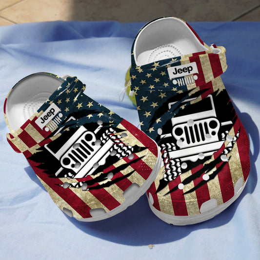 Jeep Crocs Crocband Clog American Flag