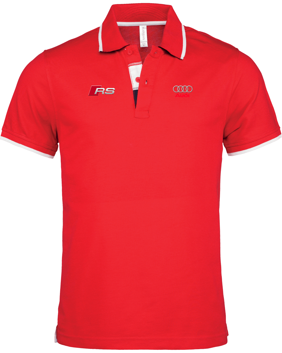 Audi RS Polo Shirt Men border neck