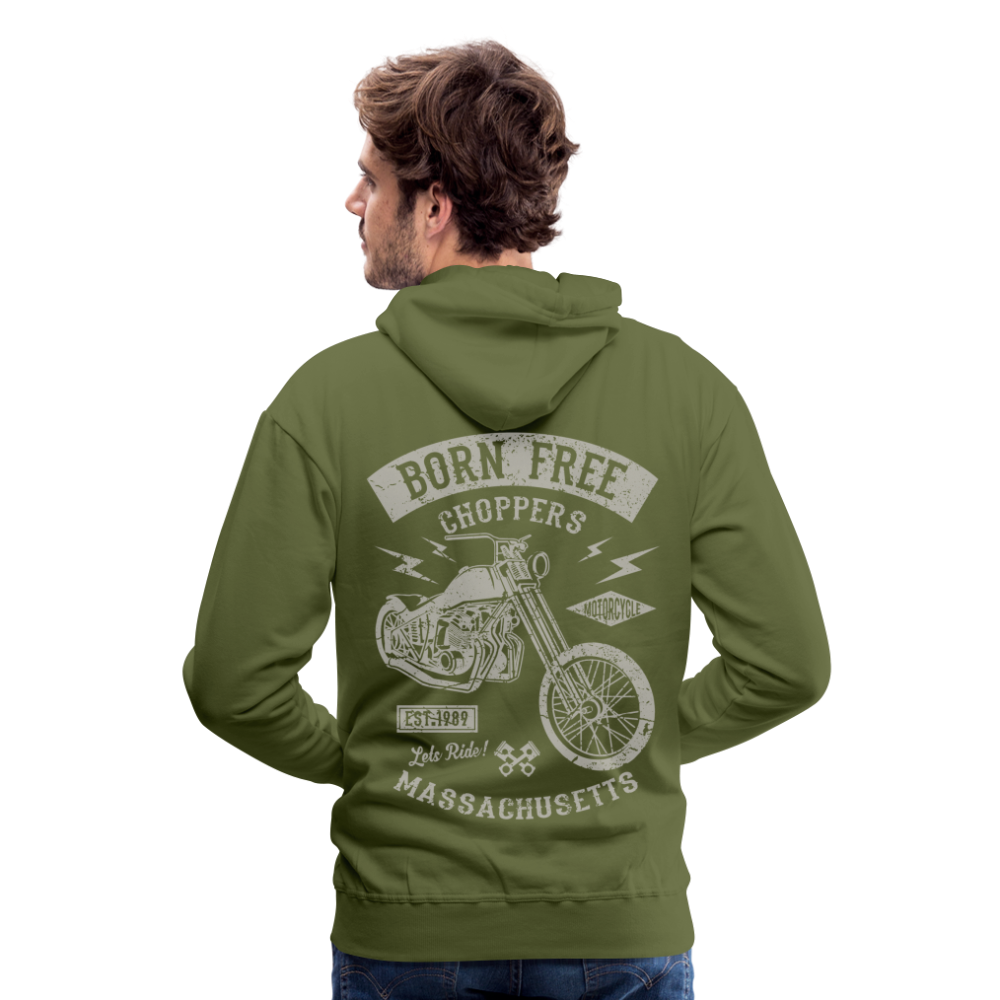 choppers Born Free Motorcycle Men’s Premium Hoodie - olive green