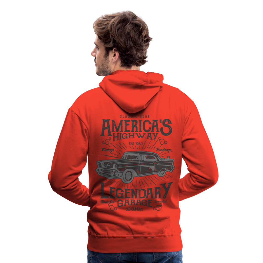 vintage car design America Highway Men’s Premium Hoodie - red