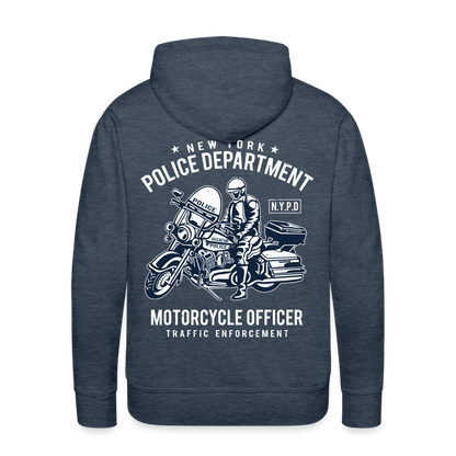 New York Police Department Motorcycle Officer Men’s Premium Hoodie - heather denim