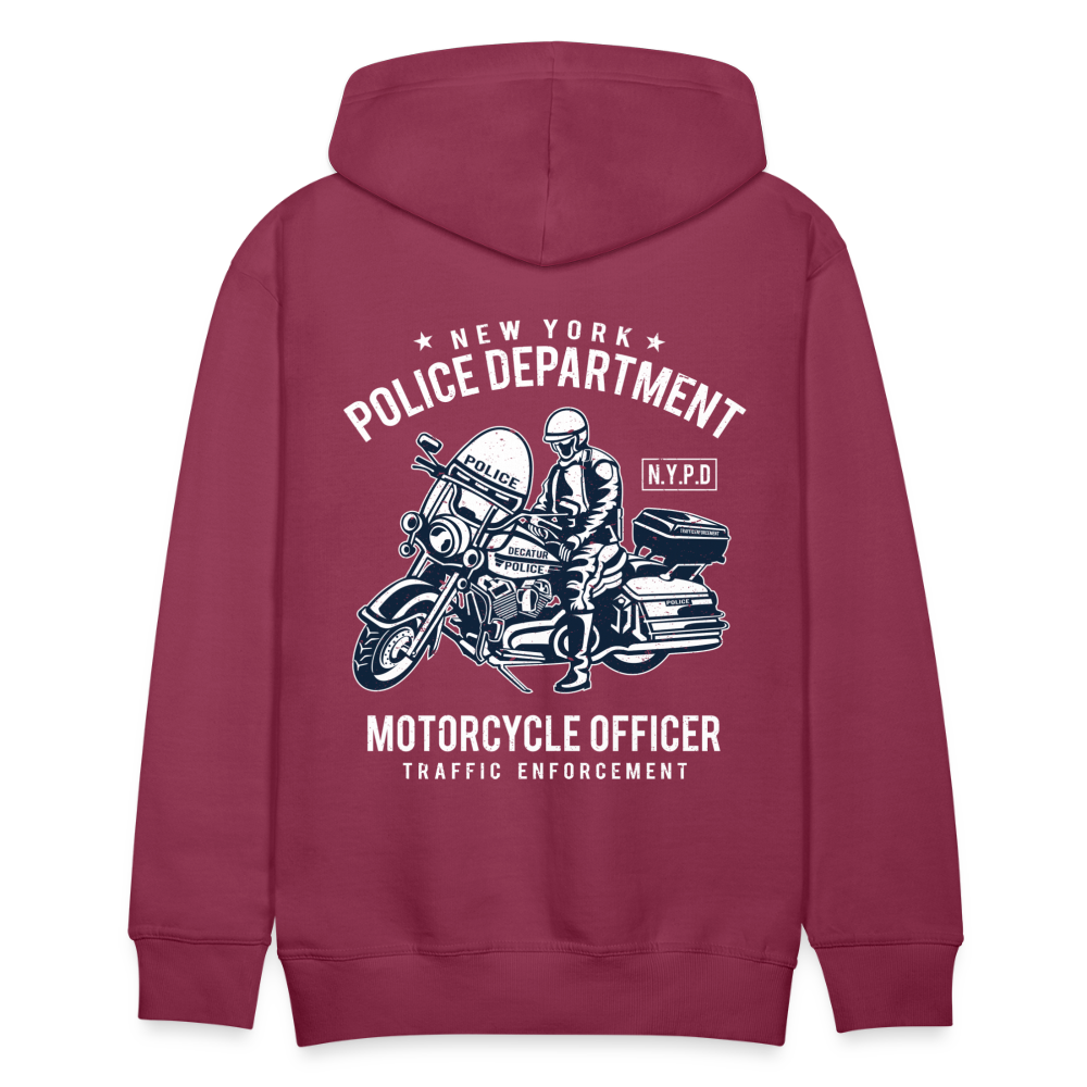 New York Police Department Motorcycle Officer Men’s Premium Hoodie - bordeaux