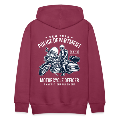 New York Police Department Motorcycle Officer Men’s Premium Hoodie - bordeaux