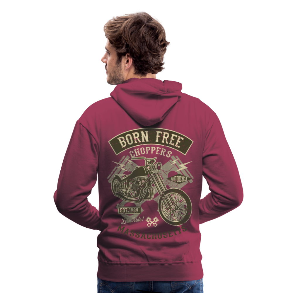 Born Free Choppers Motorcycle Men’s Premium Hoodie - bordeaux