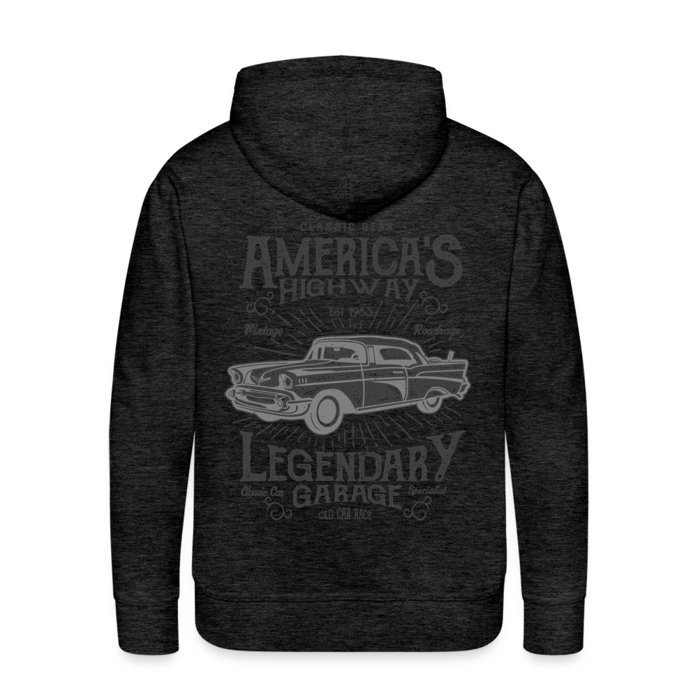 vintage car design America Highway Men’s Premium Hoodie - charcoal grey