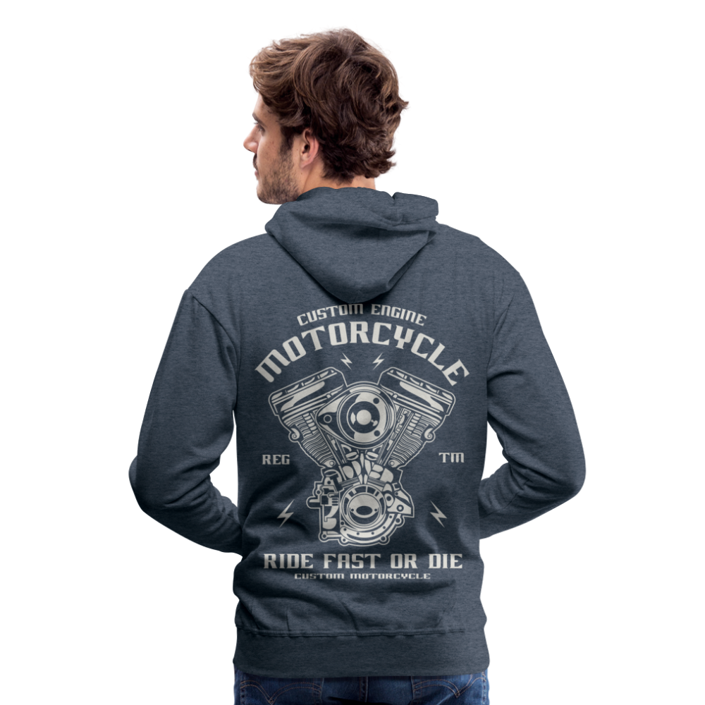 Ride Fast or Die Motorcycle Men’s Premium Hoodie - heather denim