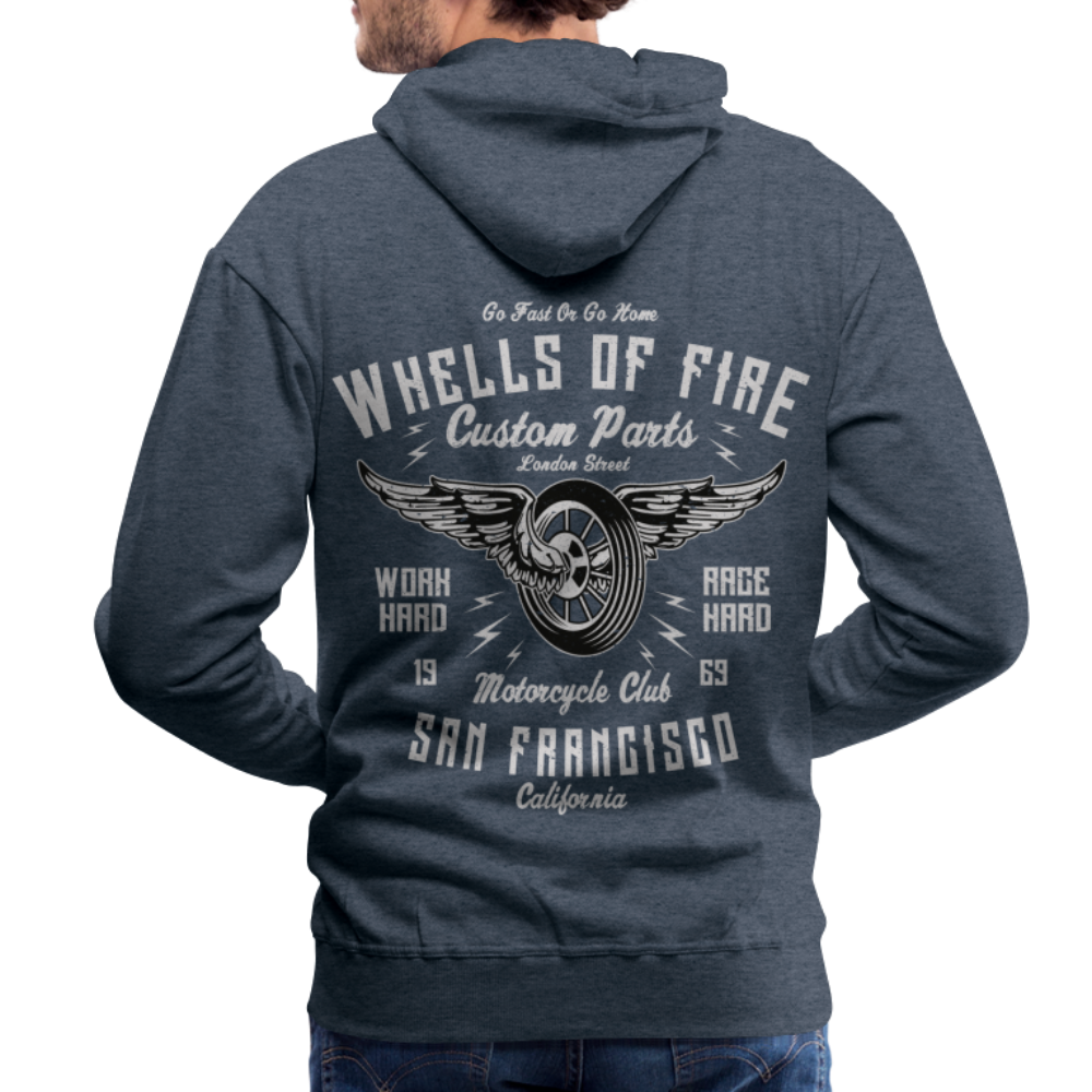 Wheels of fire Motorcycle Club Men’s Premium Hoodie - heather denim