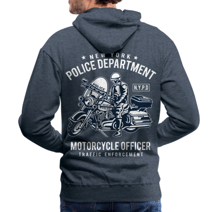 New York Police Department Motorcycle Officer Men’s Premium Hoodie - heather denim