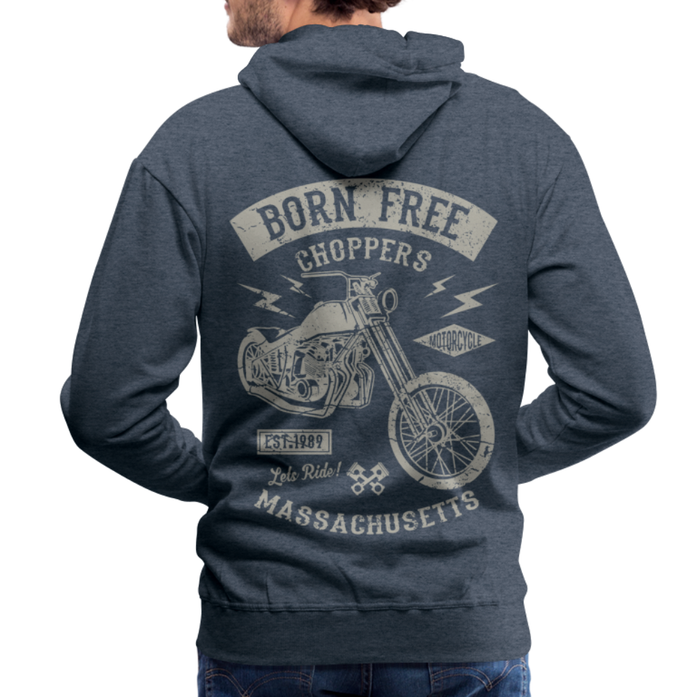 choppers Born Free Motorcycle Men’s Premium Hoodie - heather denim