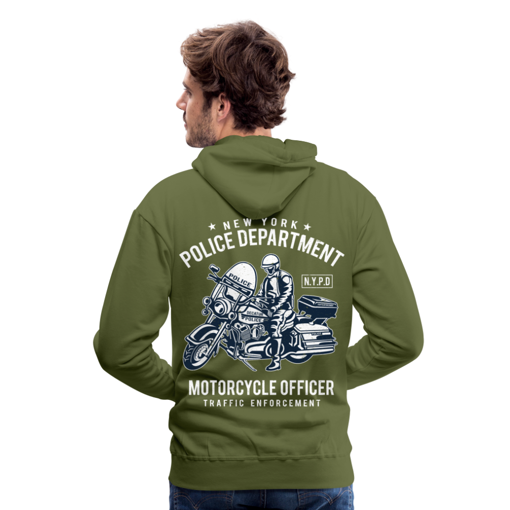 New York Police Department Motorcycle Officer Men’s Premium Hoodie - olive green