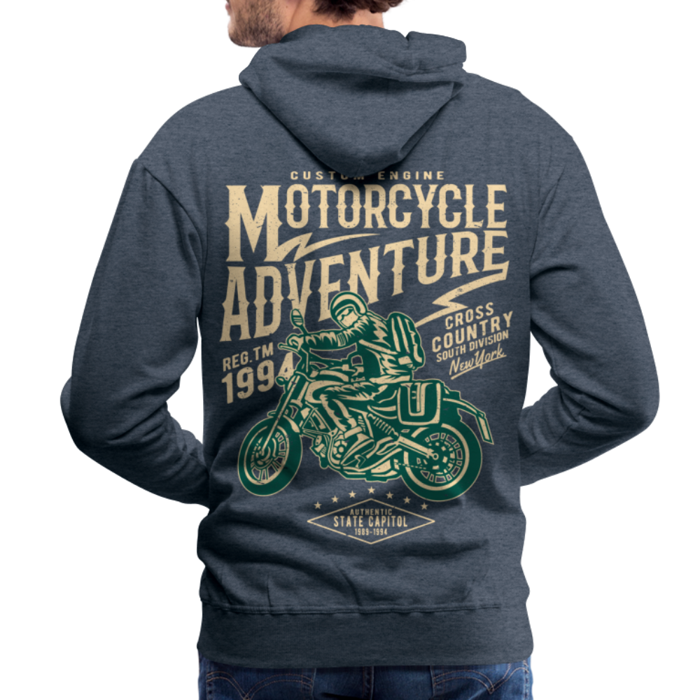 Motorcycle Adventure Men’s Premium Hoodie - heather denim