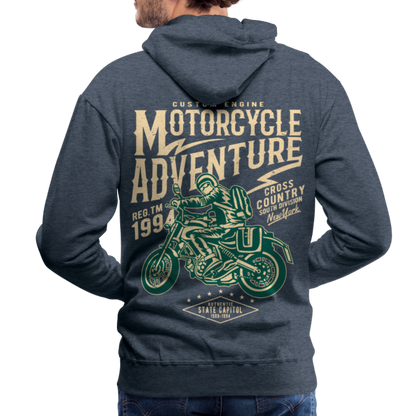 Motorcycle Adventure Men’s Premium Hoodie - heather denim