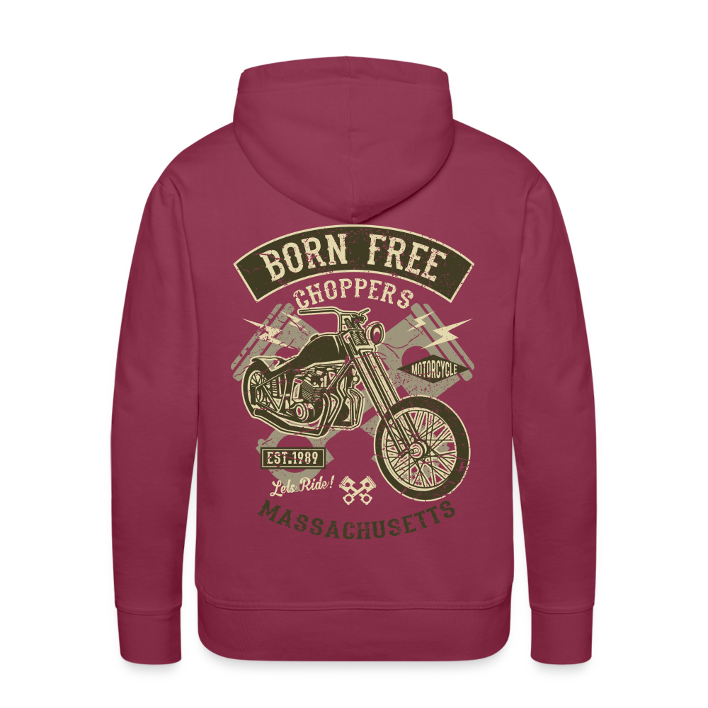 Born Free Choppers Motorcycle Men’s Premium Hoodie - bordeaux