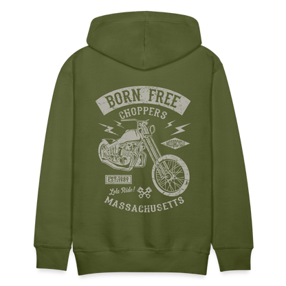 choppers Born Free Motorcycle Men’s Premium Hoodie - olive green