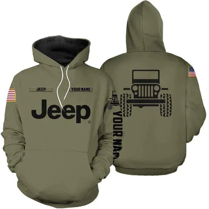 Jeep Custom Name Unisex Olive Hoodies All Over Print 3D