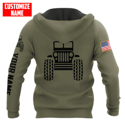 Jeep Custom Name Unisex Olive Hoodies All Over Print 3D