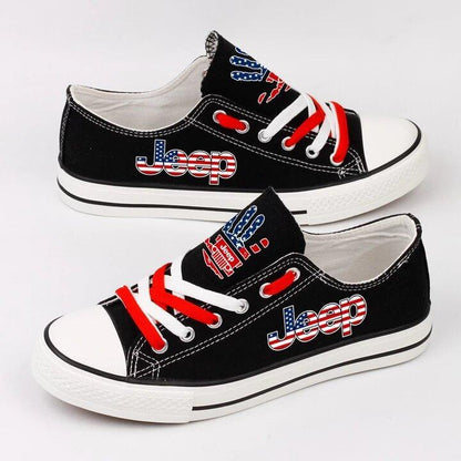 Jeep Black Low Top Jeep Wave US Flag Canvas Shoes