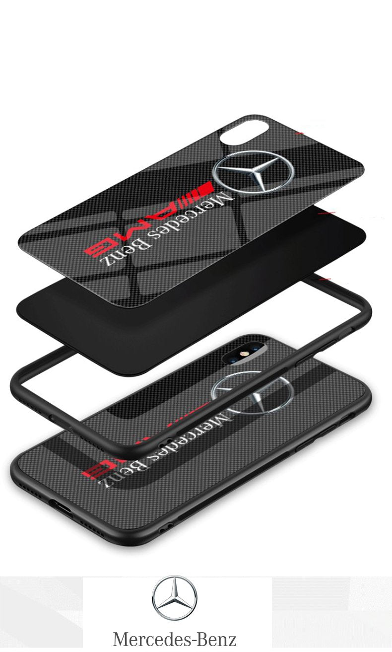 Mercedes Toughened Glass Anti-Fall Protective Iphone Cover