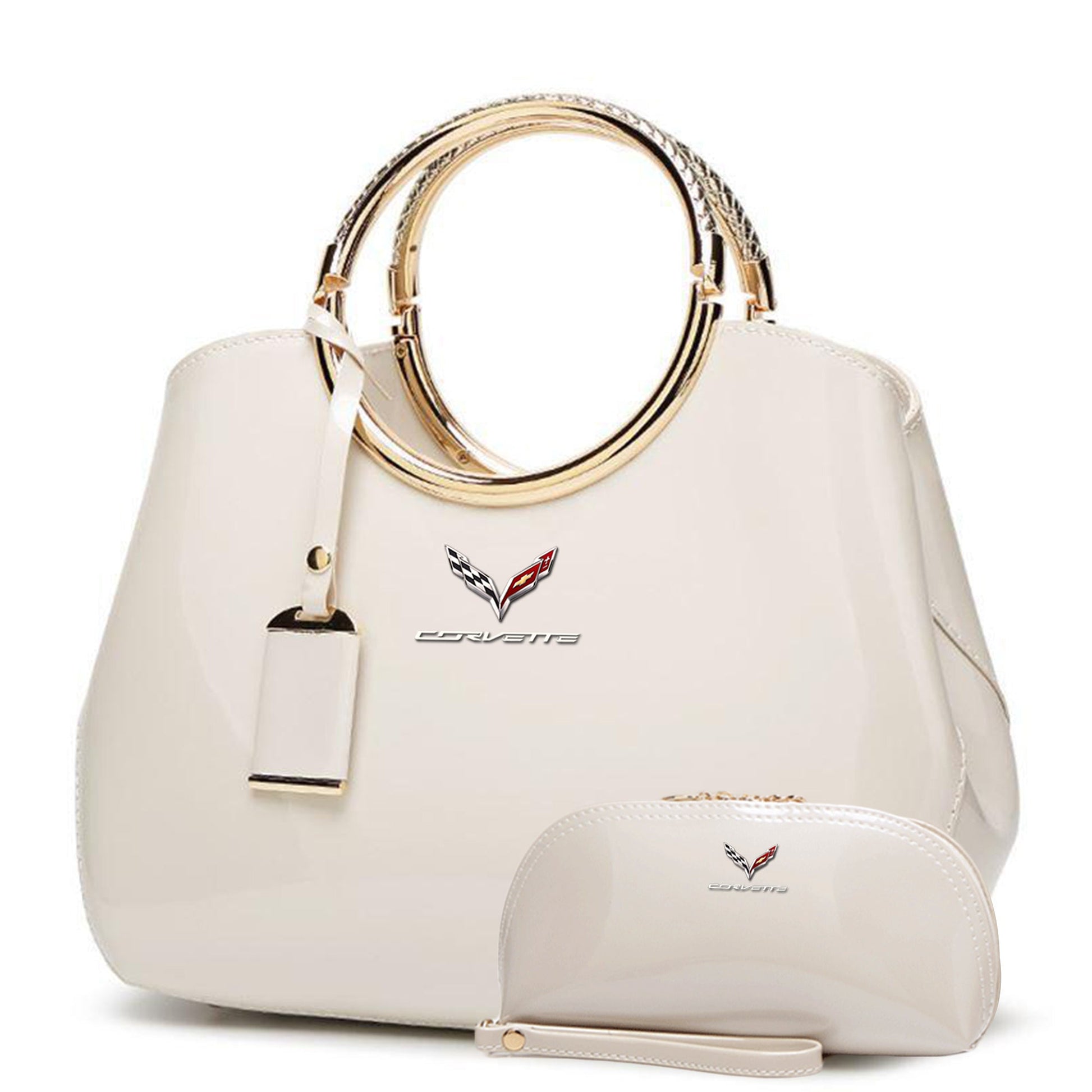 Corvette Deluxe Women Handbag With Free Matching Wallet-bag-Driver Apparel-Beige-Driversapparel.com