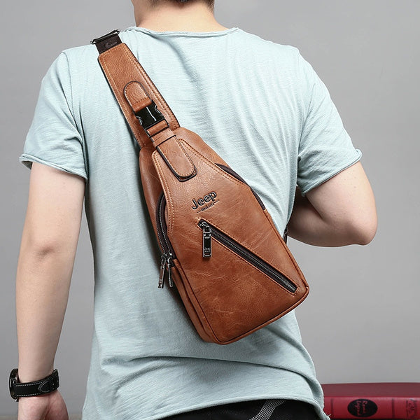 Jeep Leather Sling Bag Travel Hiking Crossbody Backpack-bag-Driver Apparel-Driversapparel.com