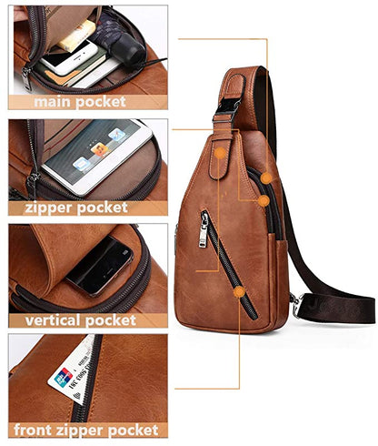 Jeep Leather Sling Bag Travel Hiking Crossbody Backpack-bag-Driver Apparel-Driversapparel.com