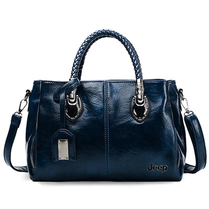 Jeep Triple Zipper Leather HandBag-bag-Driver Apparel-Navy-Driversapparel.com