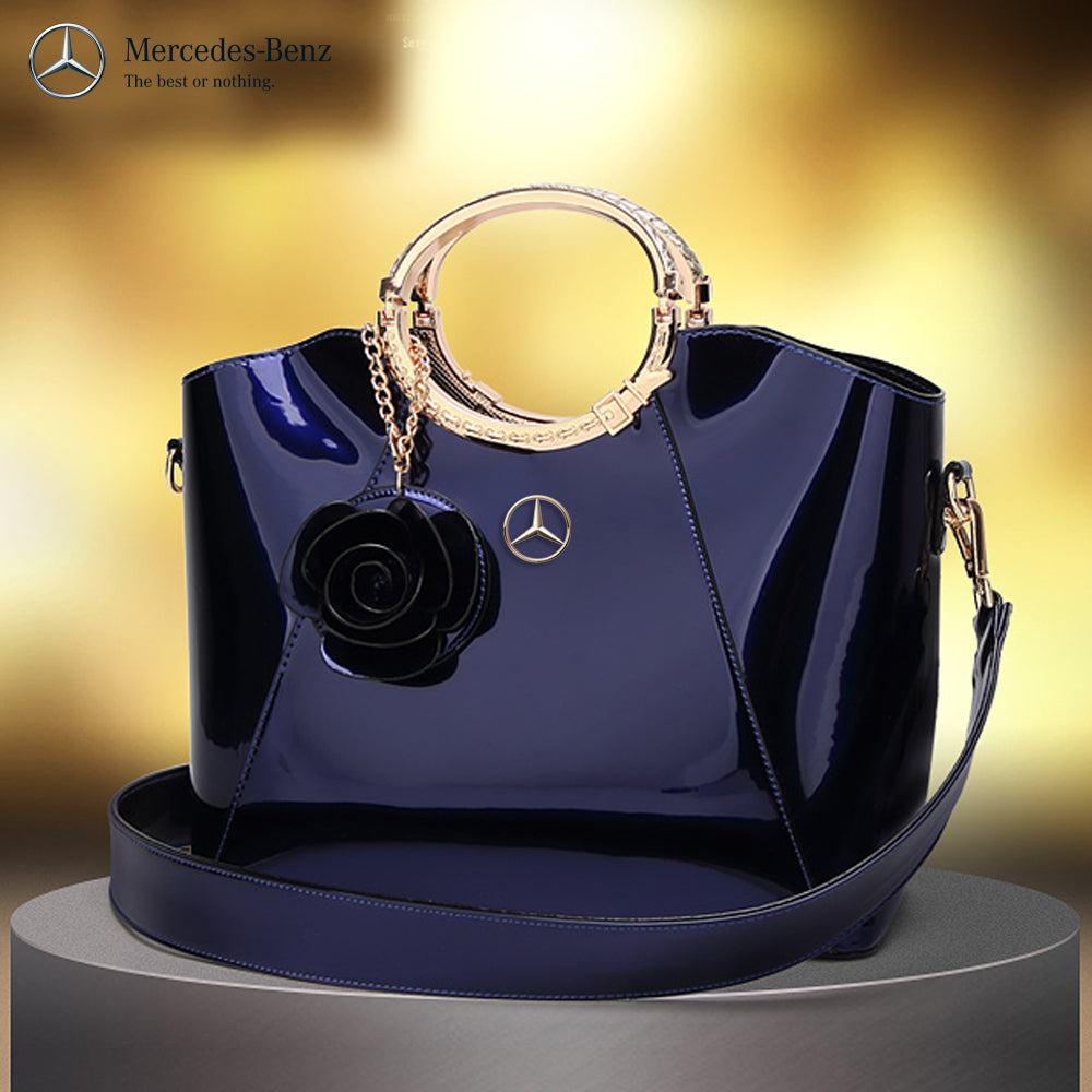 Mercedes Bright Lacquered Platinum Leather Bag-bag-Driver Apparel-Driversapparel.com