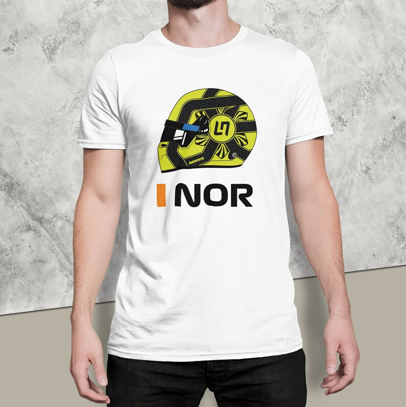 Lando Norris F1 Helmet T-shirt for Formula One Fans_driver_clothing_drivi.store