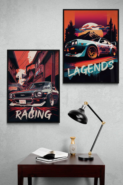 9-Piece Tokyo Street Racing JDM Car Poster Set for Boys' Bedroom Wall Art_driver_clothing_drivi.store