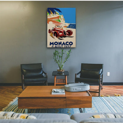 Retro Automotive Monaco Canvas: Classic Art for Car Enthusiasts