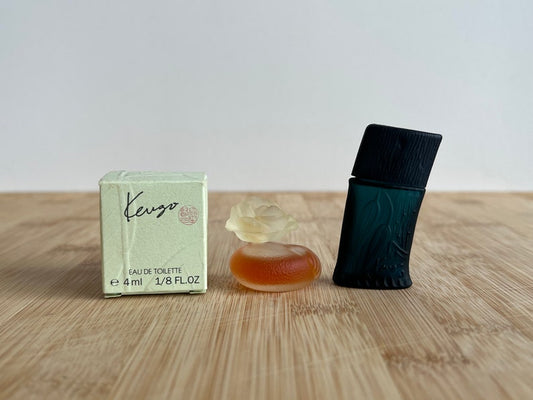 Rare Vintage Kenzo Perfume Miniature Duo: Kenzo (4ml) and Kenzo Pour Homme (5ml)