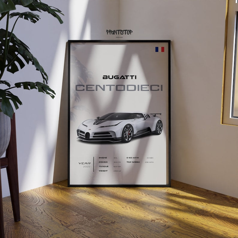 Bugatti Centodieci: Modern Supercar Wall Art