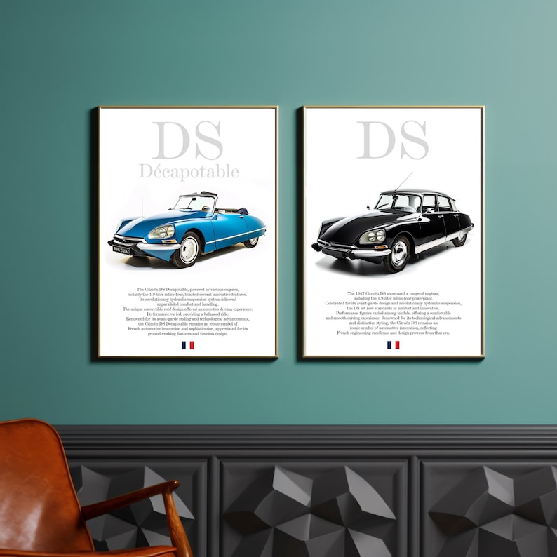 Affiche de voiture française classique Citroën DS