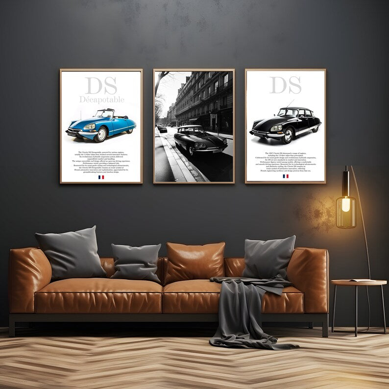 Affiche de voiture française classique Citroën DS