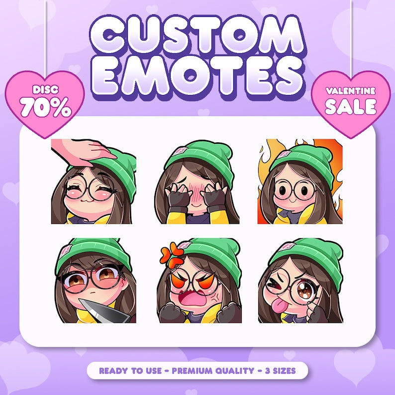 Premium Custom Anime Chibi Emotes for Twitch, Discord, YouTube_driver_clothing_drivi.store