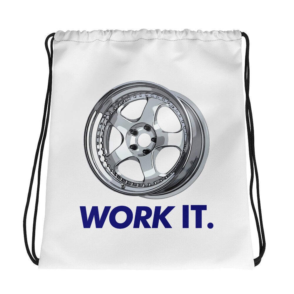 Work It JDM Wheel Drawstring Bag