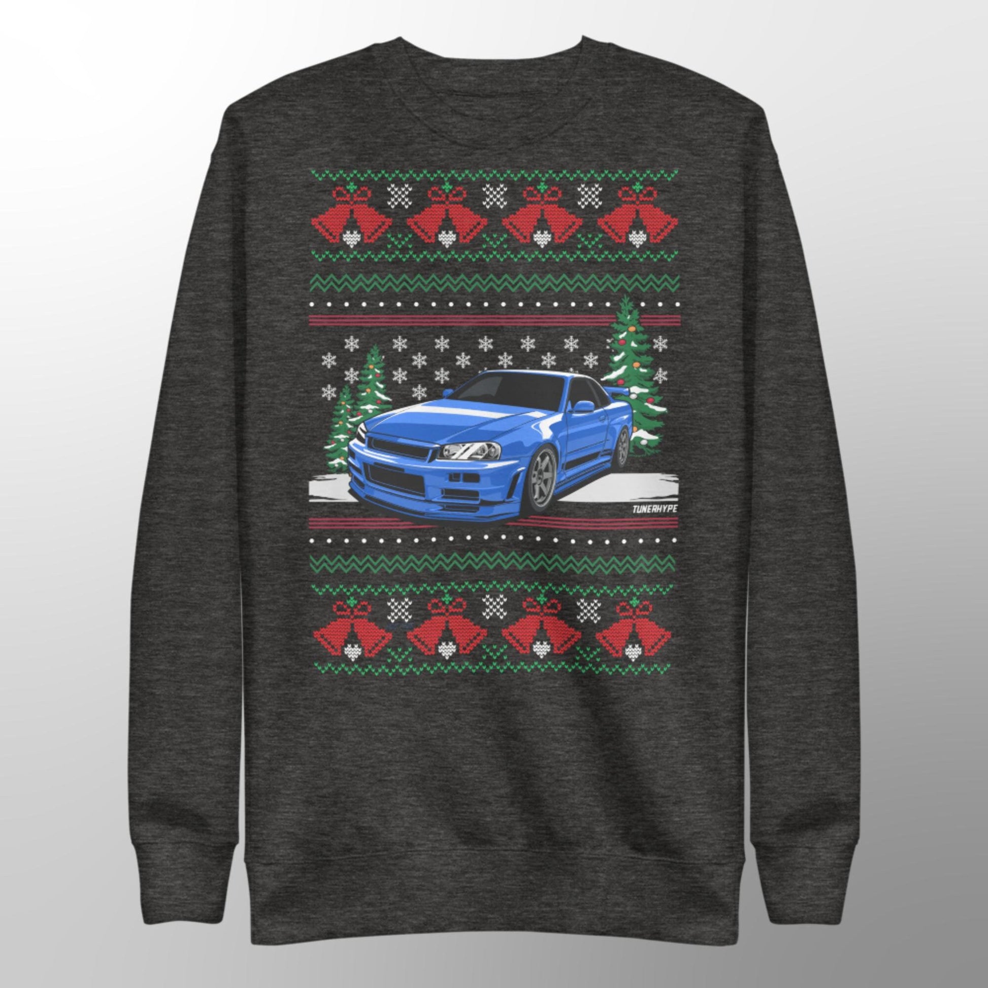 Ugly Christmas Sweater - Nissan Skyline R34 GT-R - Extra Comfy Premium Blend Hoodie