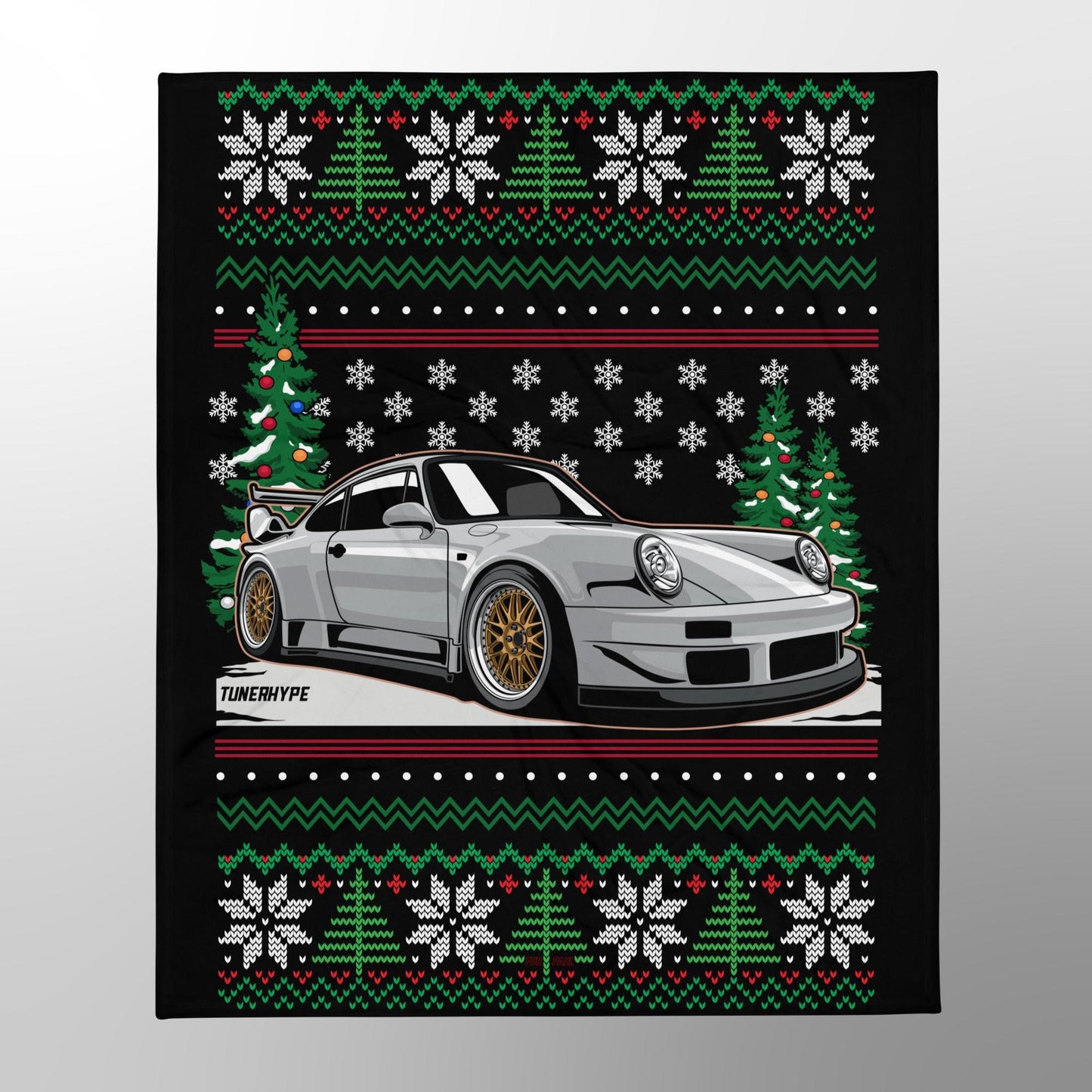 Ugly Christmas Blanket - Porsche 911 964 in Grey - Ugly Xmas Sweater, Car Guy Holiday Gift, Funny Christmas Gift, Ugly Christmas Sweater