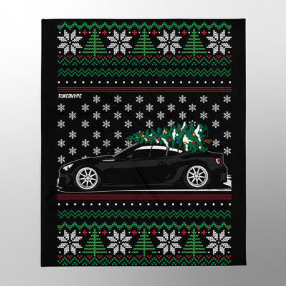 Ugly Christmas Blanket - Subaru BRZ / Toyota 86-FRS in Black - Ugly Xmas Sweater, Car Guy Holiday Gift, Funny Christmas Gift, Ugly Christmas