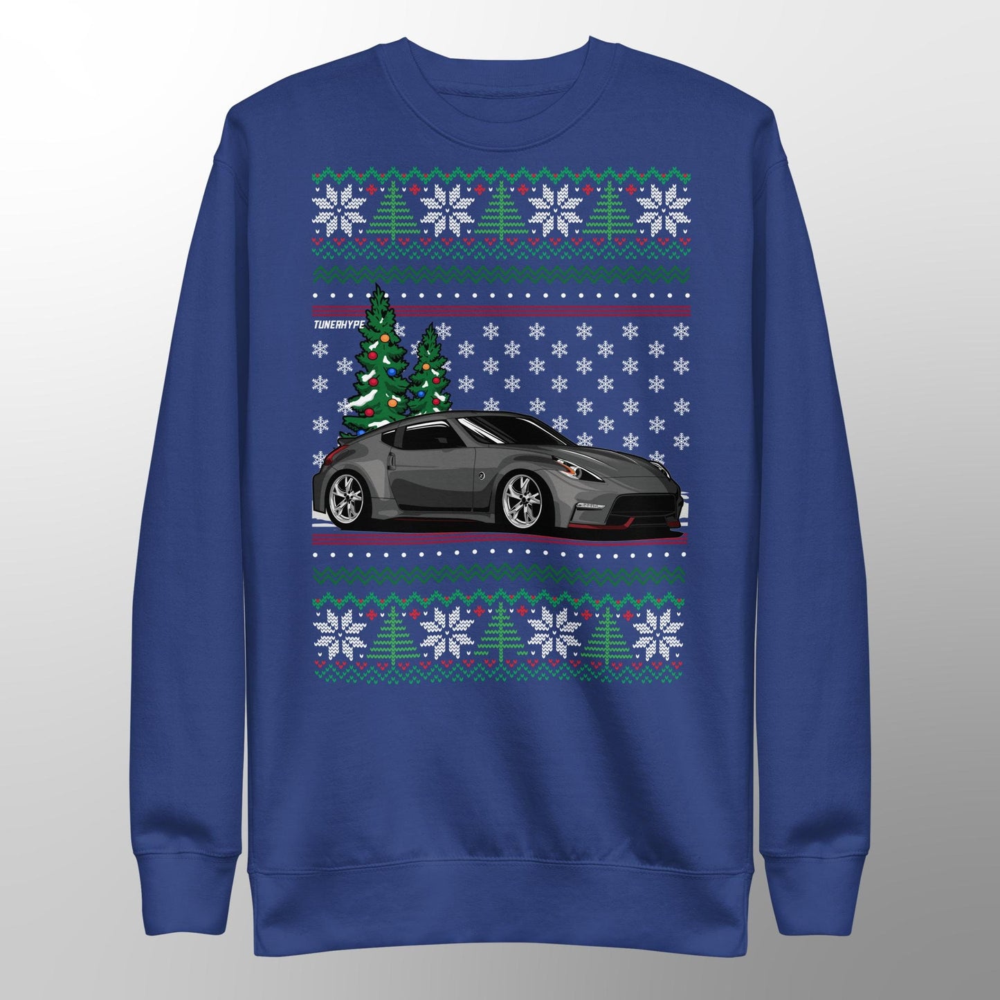 Ugly Christmas Sweater - Nissan 370z in Grey - Ugly Xmas Sweater - Car Guy Holiday Gift, Funny Christmas Gift, Nissan Gift - 350z Gift