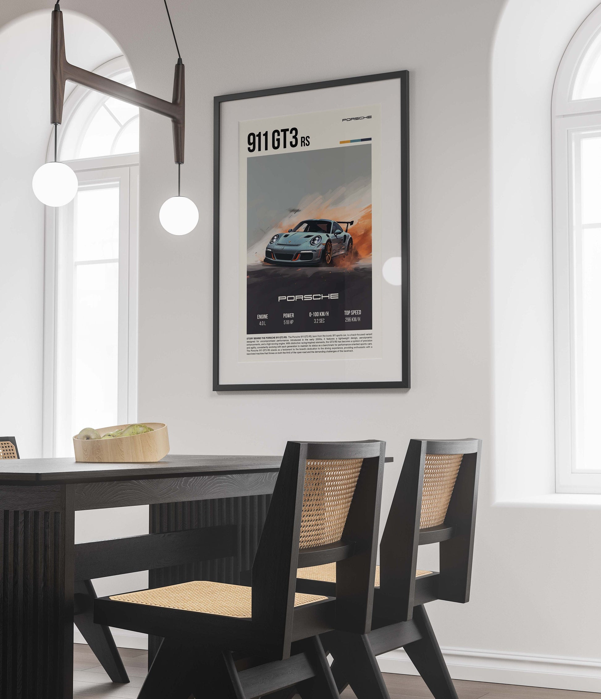 Porsche 911 GT3 RS Art - Retro Sports Car Poster, High-Performance Enthusiast Decor, Nostalgic Garage Wall Print, JDM Guys