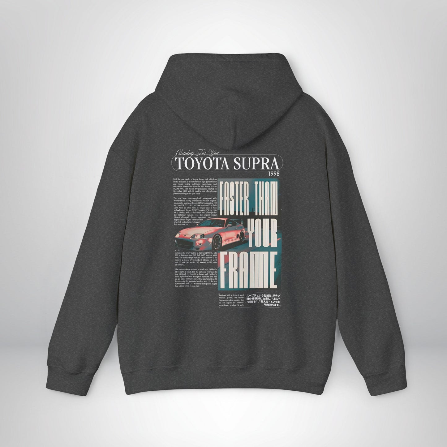 1998 Toyota Supra Retro Hoodie - Vintage JDM Fashion for Car Enthusiasts - Nostalgic JDM Streetwear for Car Lovers